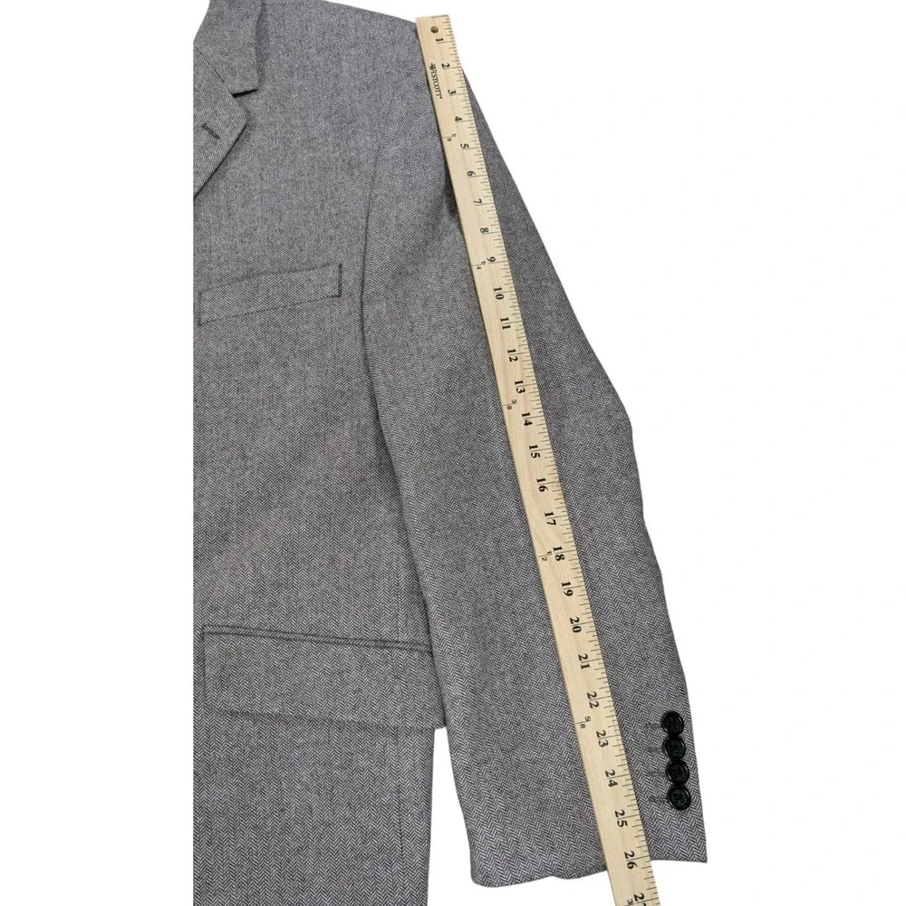 US Polo Assn Herringbone Tweed Blazer Mens 56R Gray Plaid Lined Sport Coat